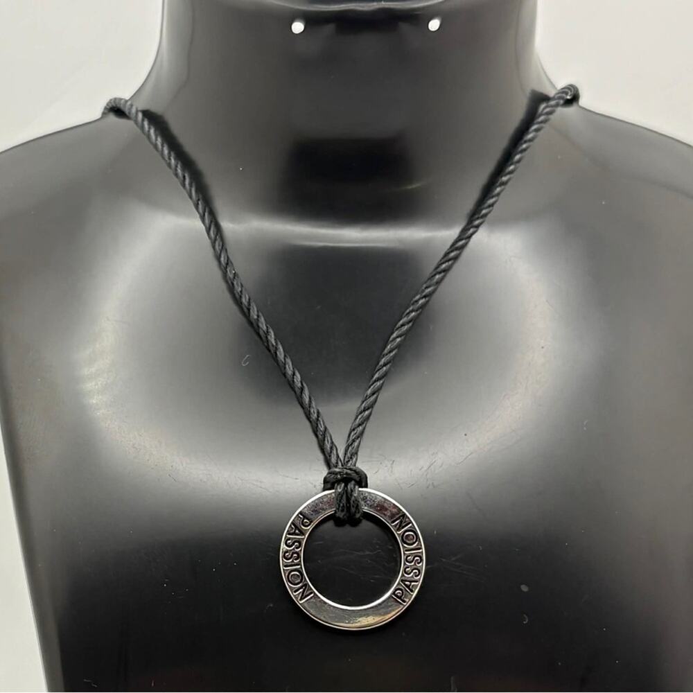 Passion Circle Pendant Necklace – Inspirational Word Necklace on Black Cord